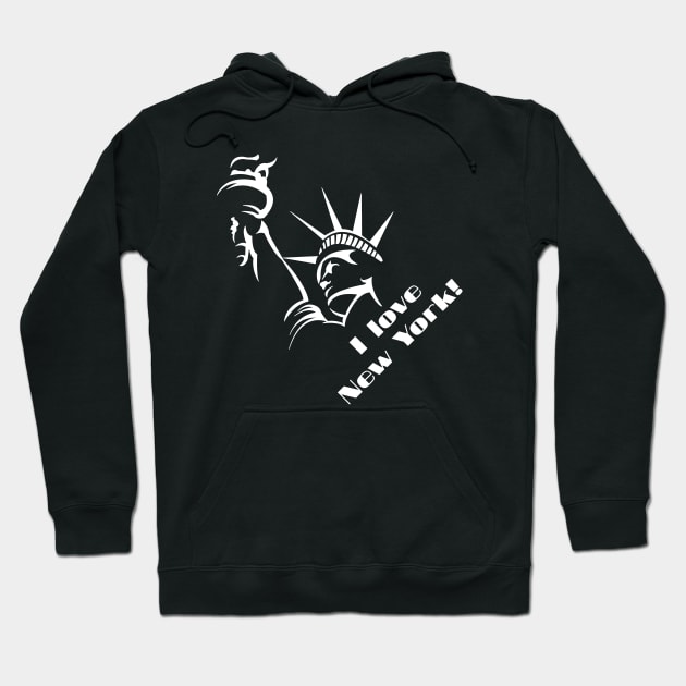 I love New York Design White Hoodie by Qwerdenker Music Merch